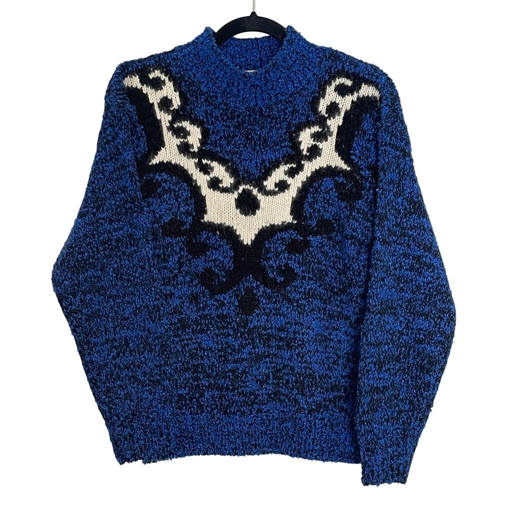 Vintage SPICE OF LIFE Blue Black Textured Mock Neck Sweater Women's‎ Size M
